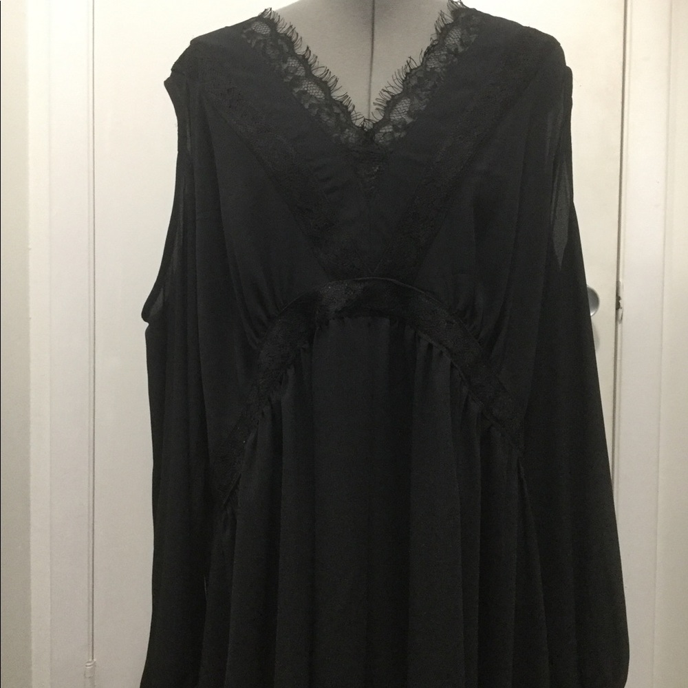 Lane Bryant Women’s Black Cold Shoulder Lace Top